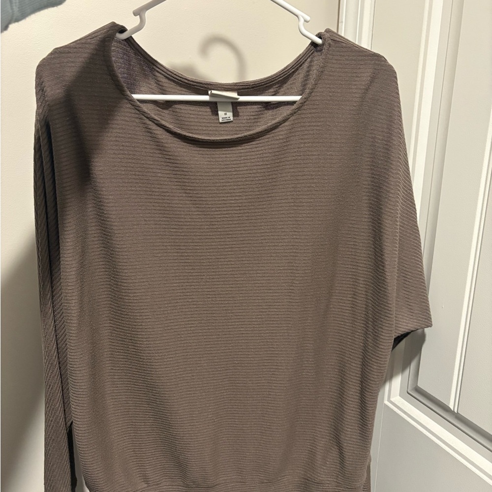 A New Day Brown Relaxed Blouse with Long Sleeves